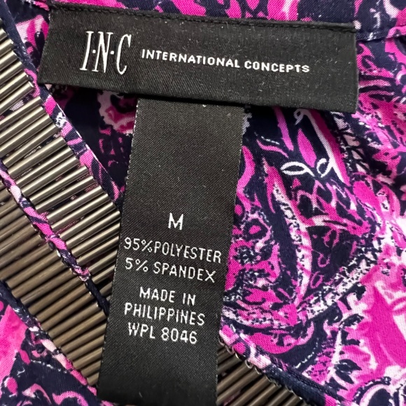 INC International Concepts Beaded Fushia/Navy/White Print Tank Top-M - Picture 5 of 6